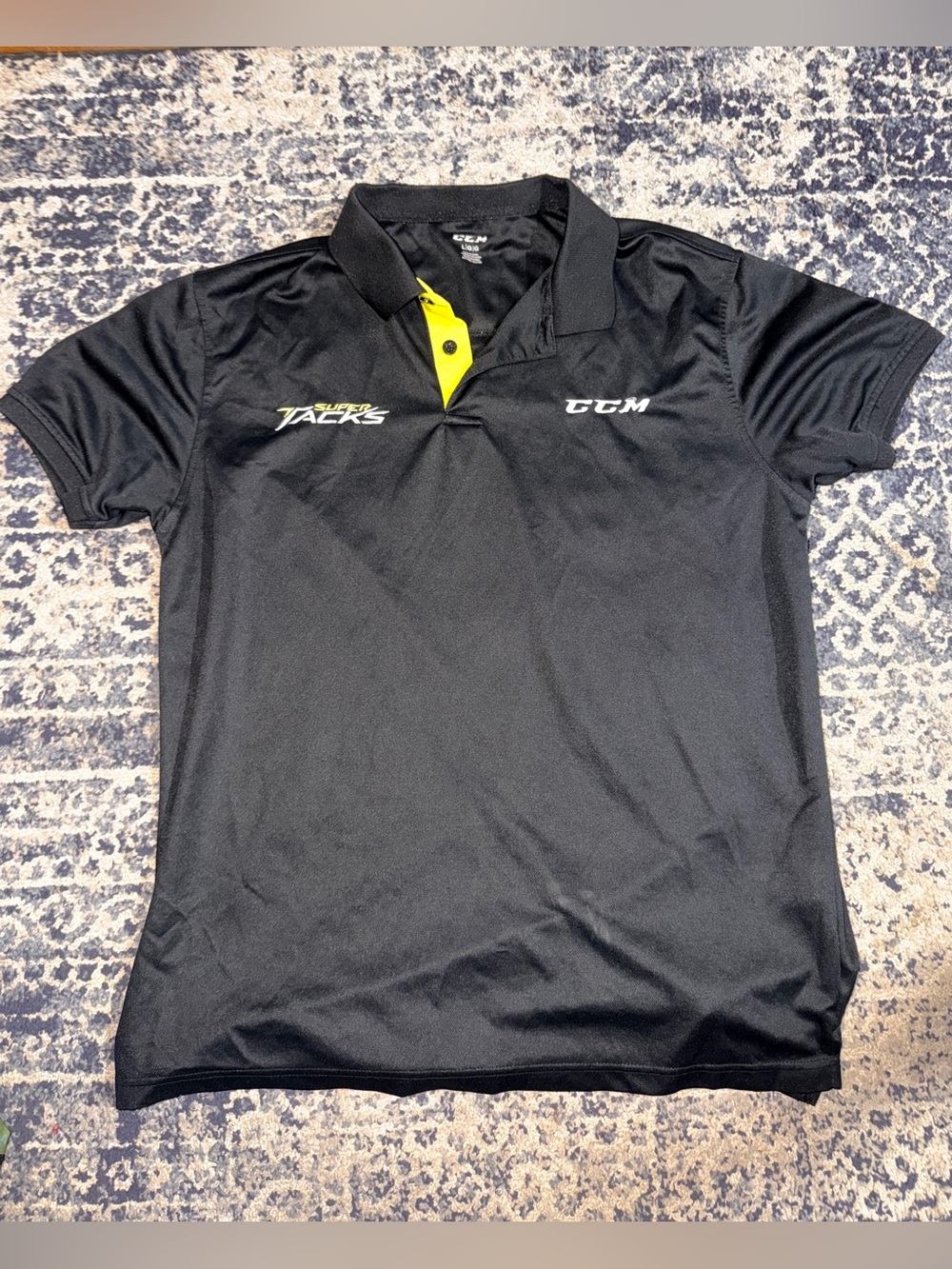 CCM Black Polo with Yellow Placket Accent